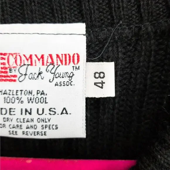 Vintage Commando Military Sweater Wool Men’s Large Black Made in USA USMC Style - Picture 7 of 11